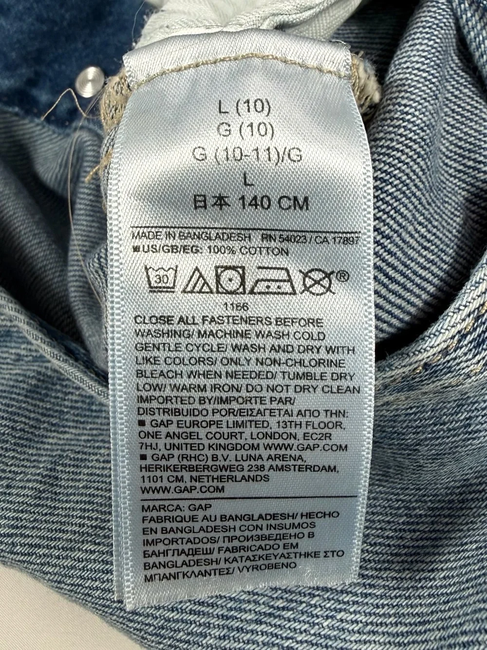 GAP Girls Light Wash Denim Overalls Size L (10) Classic Wide Leg Bib Utility